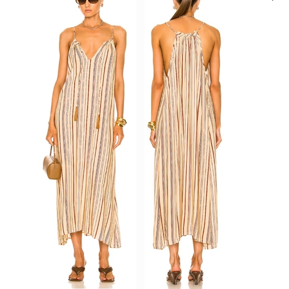 Natalie Martin Dresses & Skirts - Natalie Martin Marlien Maxi Dress in Thin Stripe Cocoa Butter